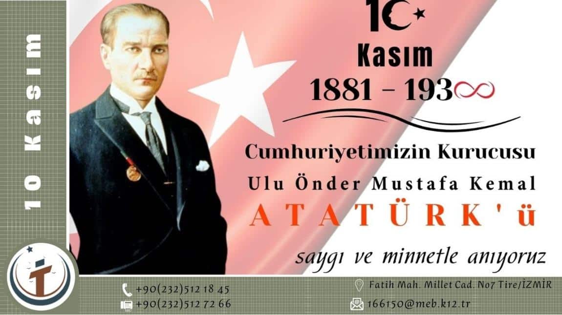 Cumhuriyetimizin kurucusu Ulu Önder Atatürk'ü Saygı ve Minnetle Andık.